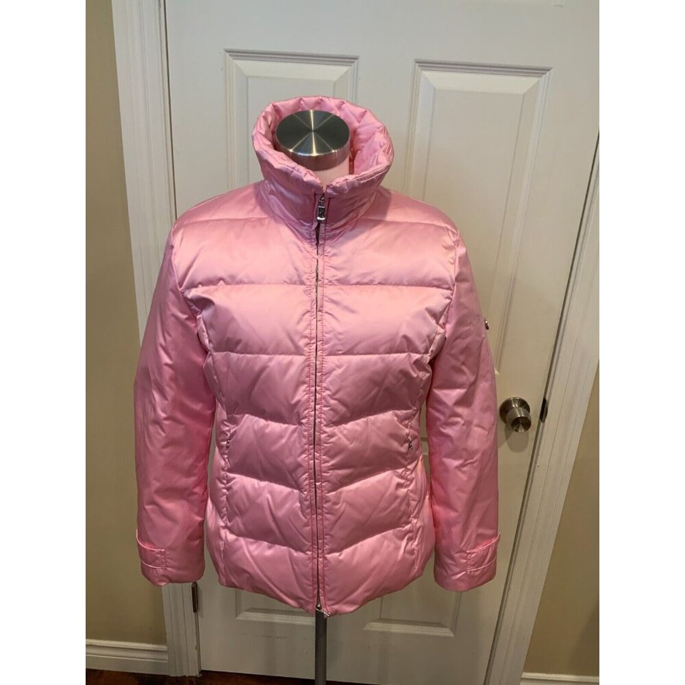 Bogner Pink Down Zip-Up Winter Puffer Jacket Coat, Size 10 | 40
